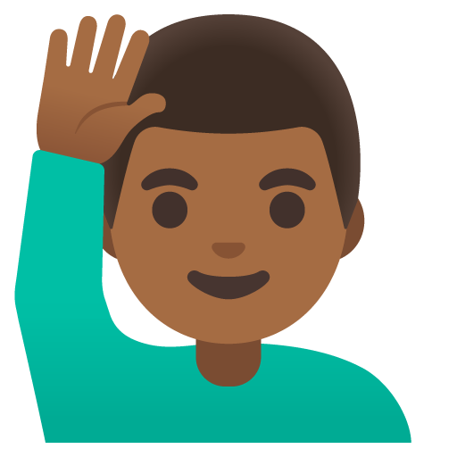 Man Raising Hand: Medium-Dark Skin Tone, the previous design