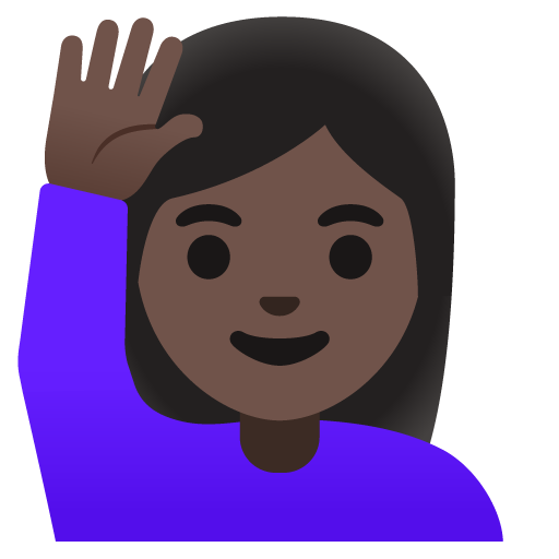 Woman Raising Hand: Dark Skin Tone, the previous design