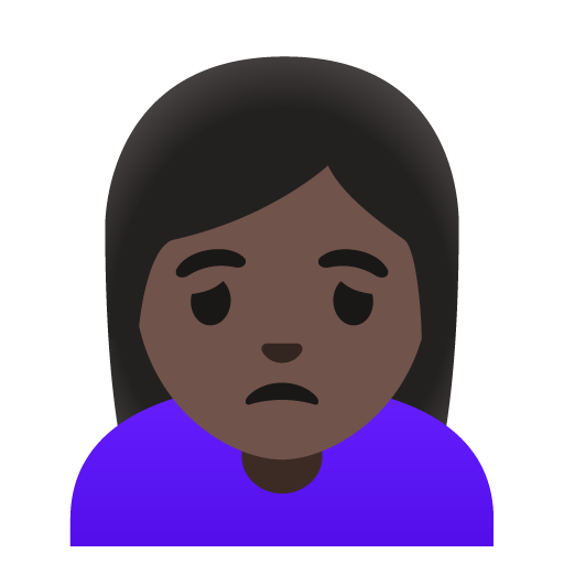 Woman Frowning: Dark Skin Tone, the previous design