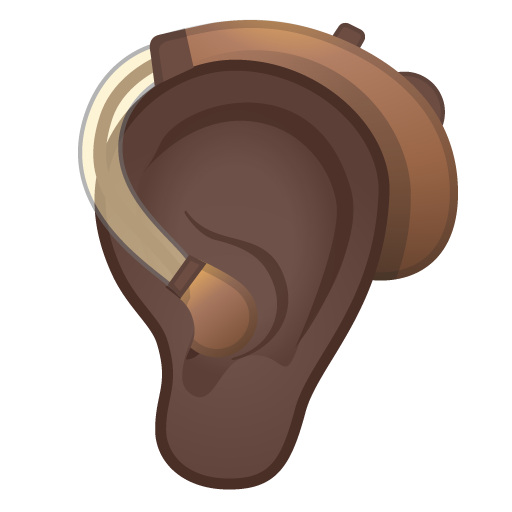Ear with Hearing Aid: Dark Skin Tone, the previous design