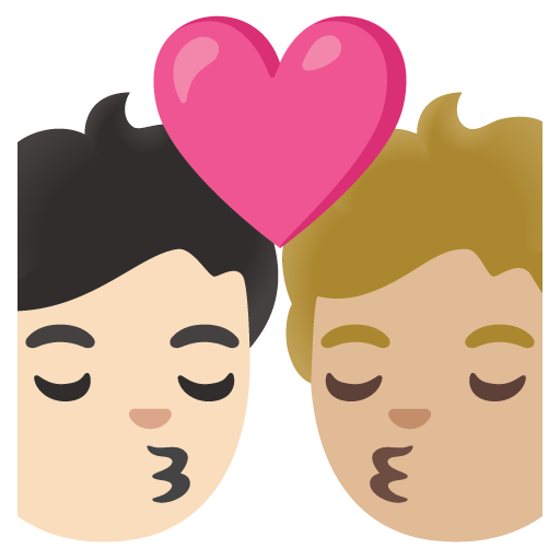 Kiss: Person, Person, Light Skin Tone, Medium-Light Skin Tone, the design in this release