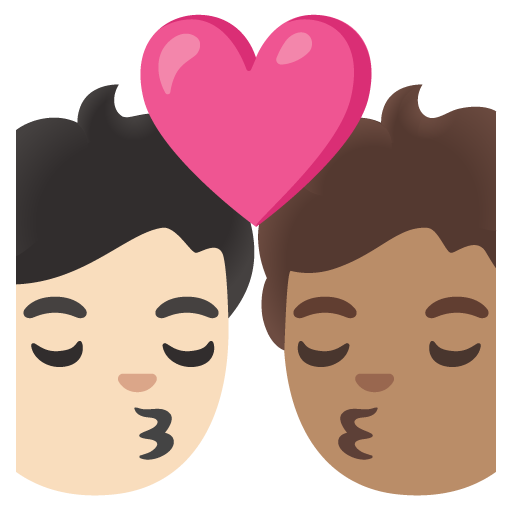 Kiss: Person, Person, Light Skin Tone, Medium Skin Tone, the design in this release