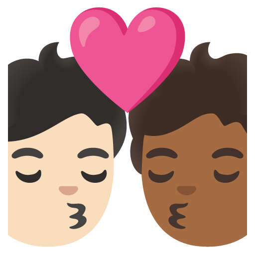 Kiss: Person, Person, Light Skin Tone, Medium-Dark Skin Tone, the design in this release