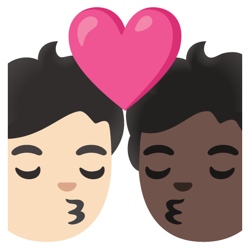 Kiss: Person, Person, Light Skin Tone, Dark Skin Tone, the design in this release