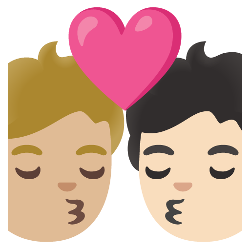 Kiss: Person, Person, Medium-Light Skin Tone, Light Skin Tone, the design in this release