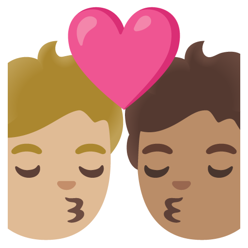 Kiss: Person, Person, Medium-Light Skin Tone, Medium Skin Tone, the design in this release