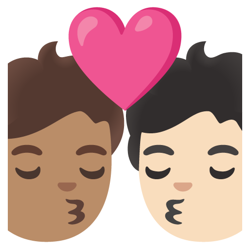 Kiss: Person, Person, Medium Skin Tone, Light Skin Tone, the design in this release