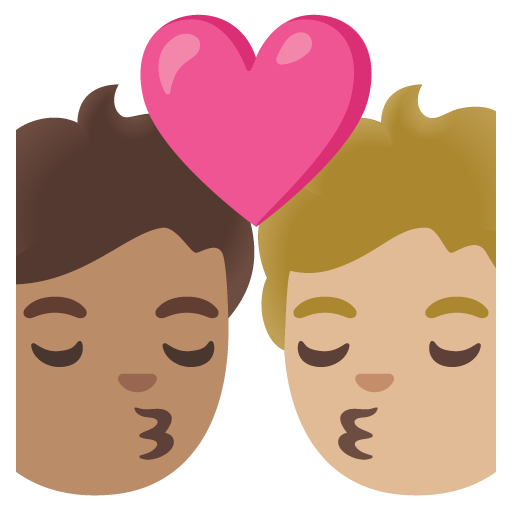 Kiss: Person, Person, Medium Skin Tone, Medium-Light Skin Tone, the design in this release