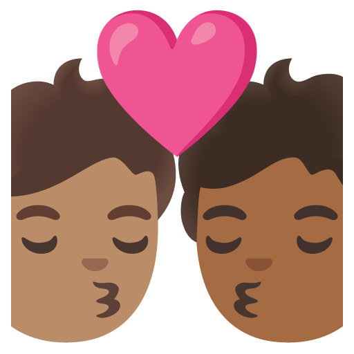 Kiss: Person, Person, Medium Skin Tone, Medium-Dark Skin Tone, the design in this release
