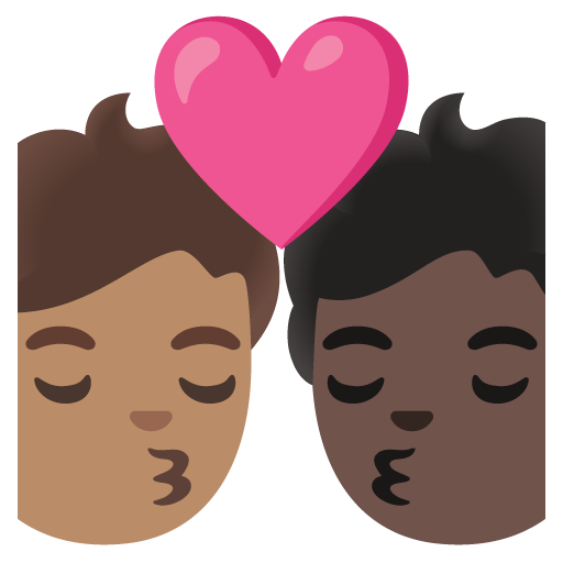 Kiss: Person, Person, Medium Skin Tone, Dark Skin Tone, the design in this release