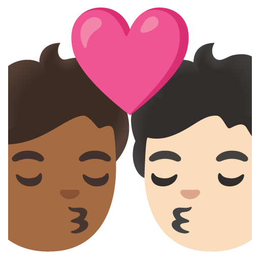 Kiss: Person, Person, Medium-Dark Skin Tone, Light Skin Tone, the design in this release