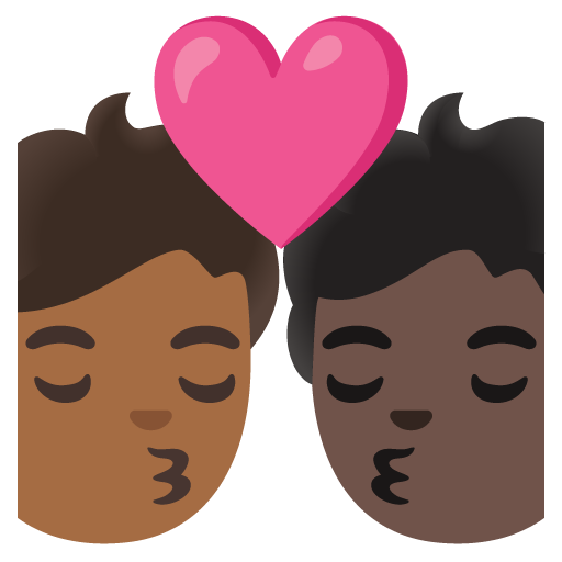 Kiss: Person, Person, Medium-Dark Skin Tone, Dark Skin Tone, the design in this release