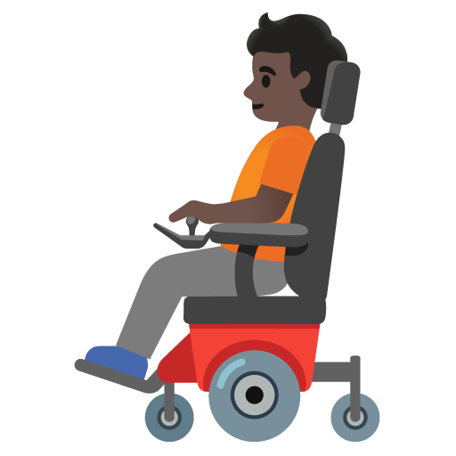 Person in Motorized Wheelchair: Dark Skin Tone, the design in this release