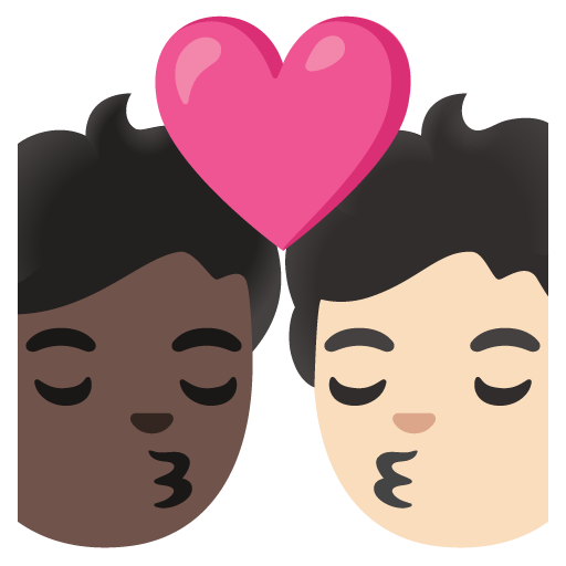 Kiss: Person, Person, Dark Skin Tone, Light Skin Tone, the design in this release