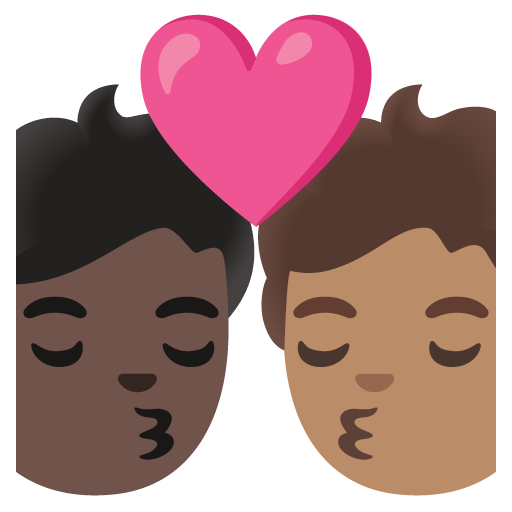 Kiss: Person, Person, Dark Skin Tone, Medium Skin Tone, the design in this release