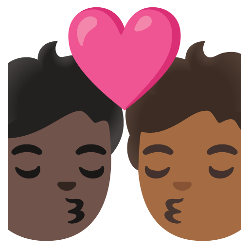 Kiss: Person, Person, Dark Skin Tone, Medium-Dark Skin Tone, the design in this release