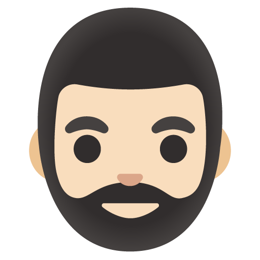 Man: Light Skin Tone, Beard, the design in this release