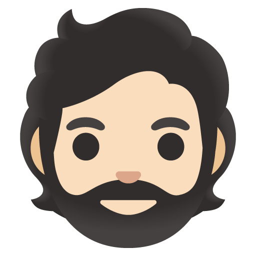 Person: Light Skin Tone, Beard, the design in this release