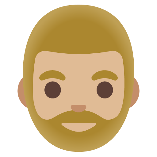 Man: Medium-Light Skin Tone, Beard, the design in this release