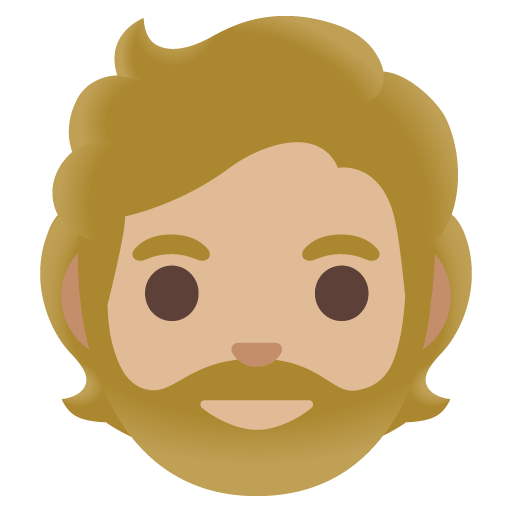 Person: Medium-Light Skin Tone, Beard, the design in this release