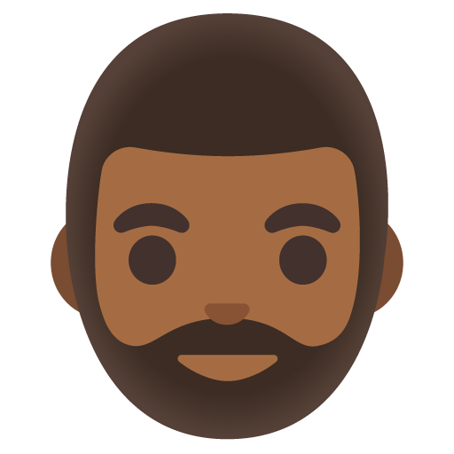 Man: Medium-Dark Skin Tone, Beard, the design in this release