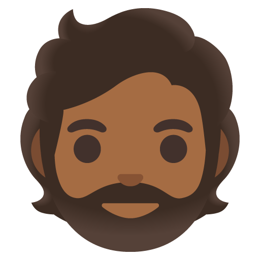 Person: Medium-Dark Skin Tone, Beard, the design in this release