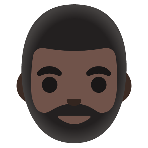 Man: Dark Skin Tone, Beard, the design in this release