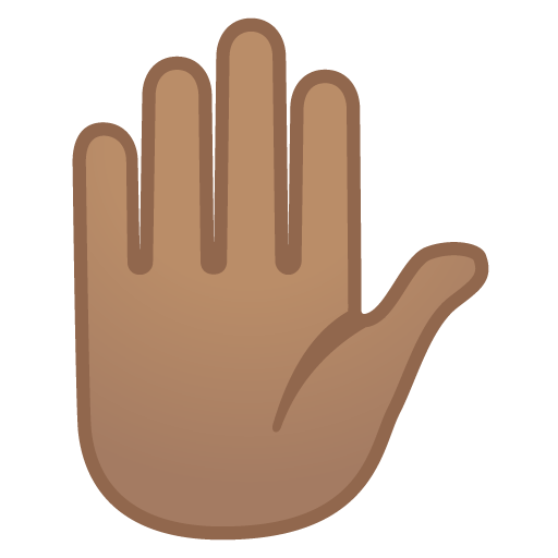 Raised Hand: Medium Skin Tone as drawn by Google in Android 12.0