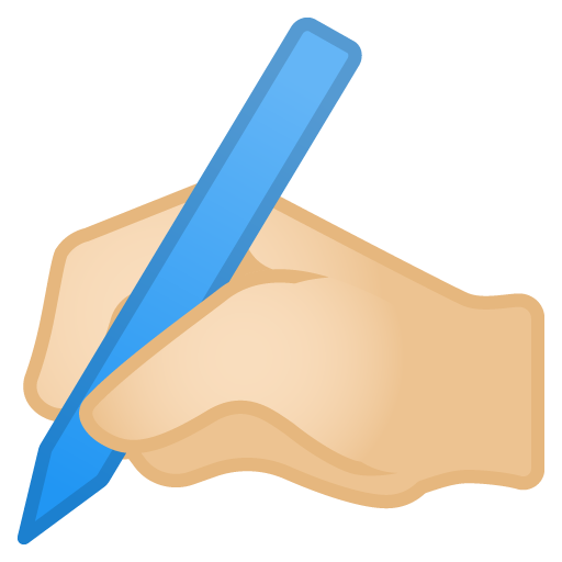 Writing Hand: Light Skin Tone, the design in this release