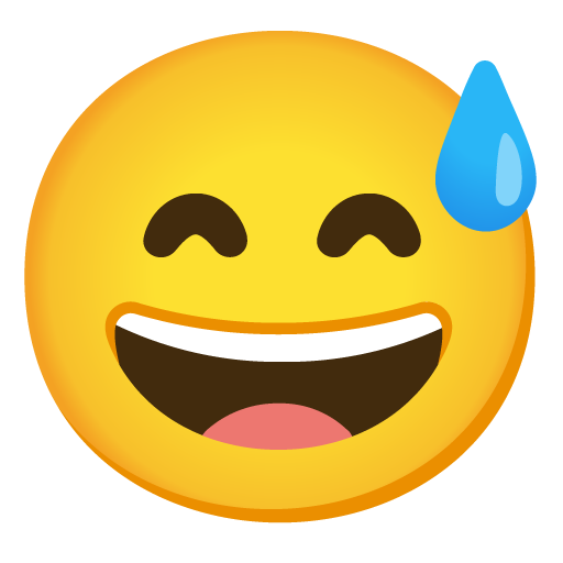 Grinning Face with Sweat, the design in this release