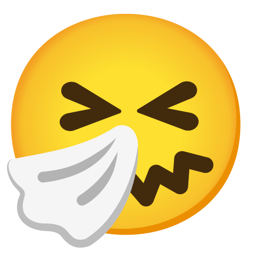 Sneezing Face as drawn by Google in Android 12l