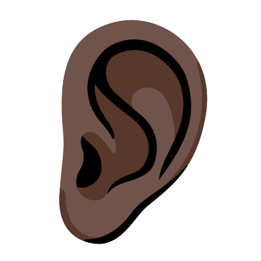 ear: dark skin tone — Google