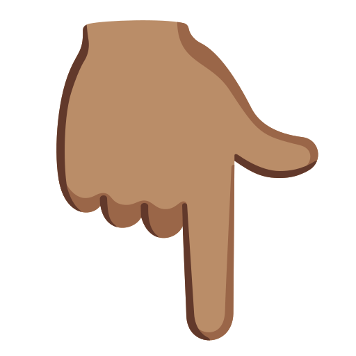 backhand index pointing down: medium skin tone — Google