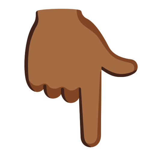 backhand index pointing down: medium-dark skin tone — Google