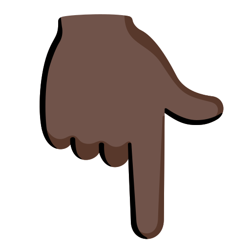 backhand index pointing down: dark skin tone — Google