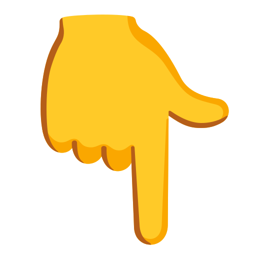 backhand index pointing down — Google