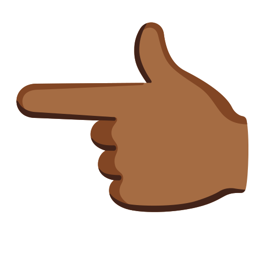 backhand index pointing left: medium-dark skin tone — Google