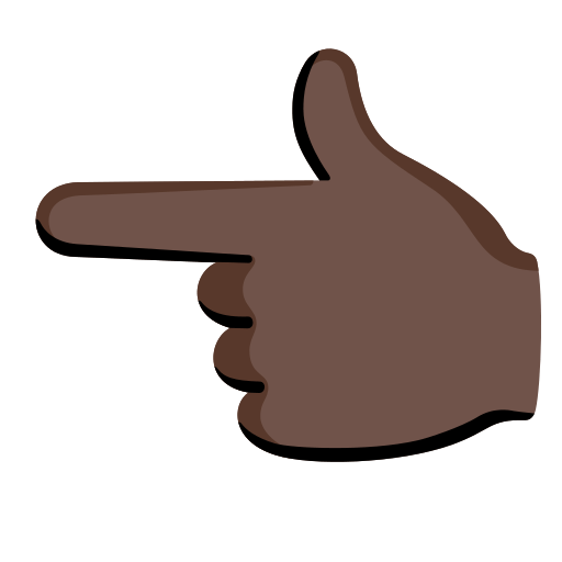 backhand index pointing left: dark skin tone — Google