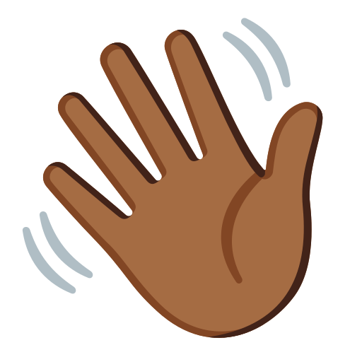 waving hand: medium-dark skin tone — Google