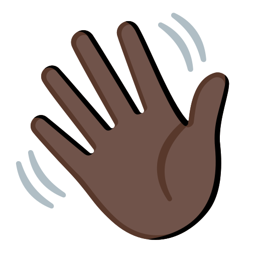 waving hand: dark skin tone — Google