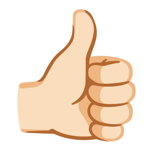 thumbs up: light skin tone — Google
