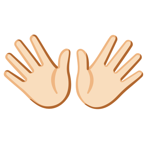 open hands: light skin tone — Google