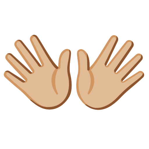 open hands: medium-light skin tone — Google
