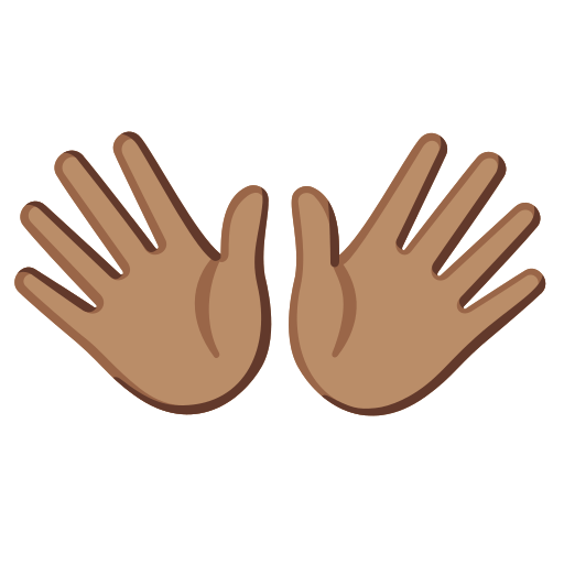 open hands: medium skin tone — Google