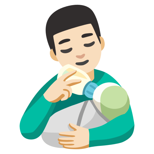 man feeding baby: light skin tone — Google