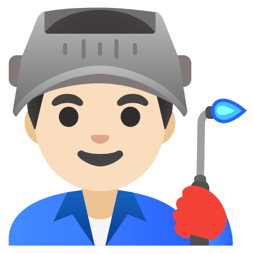 man factory worker: light skin tone — Google