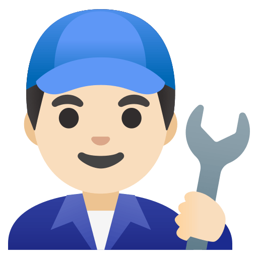 man mechanic: light skin tone — Google