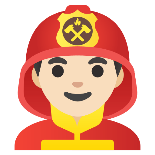 man firefighter: light skin tone — Google