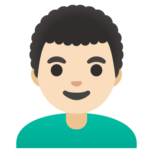man: light skin tone, curly hair — Google
