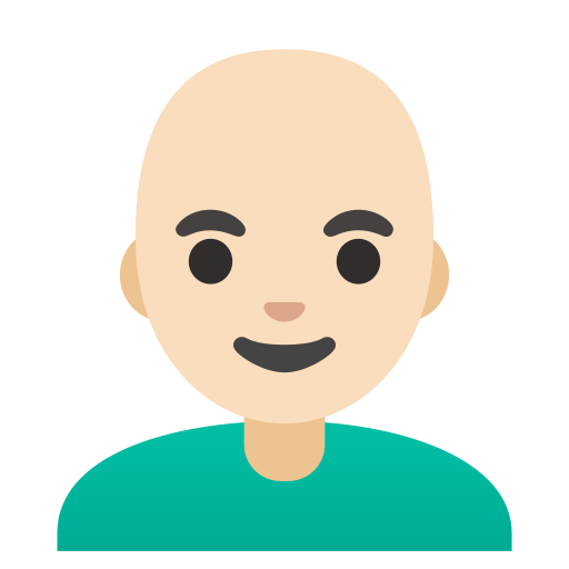 man: light skin tone, bald — Google